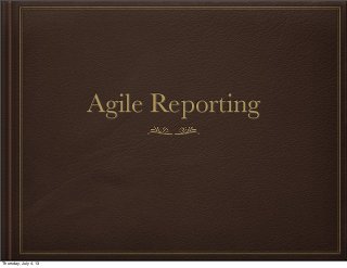 Agile Reporting
Thursday, July 4, 13
 
