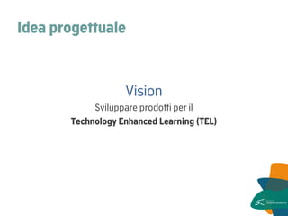 Idea progettuale 
Vision 
Sviluppare prodotti per il 
Technology Enhanced Learning (TEL) 
 