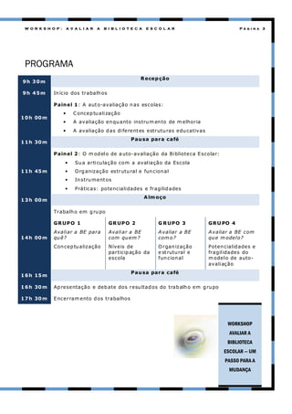 Workshop Auto-Avaliação BEs