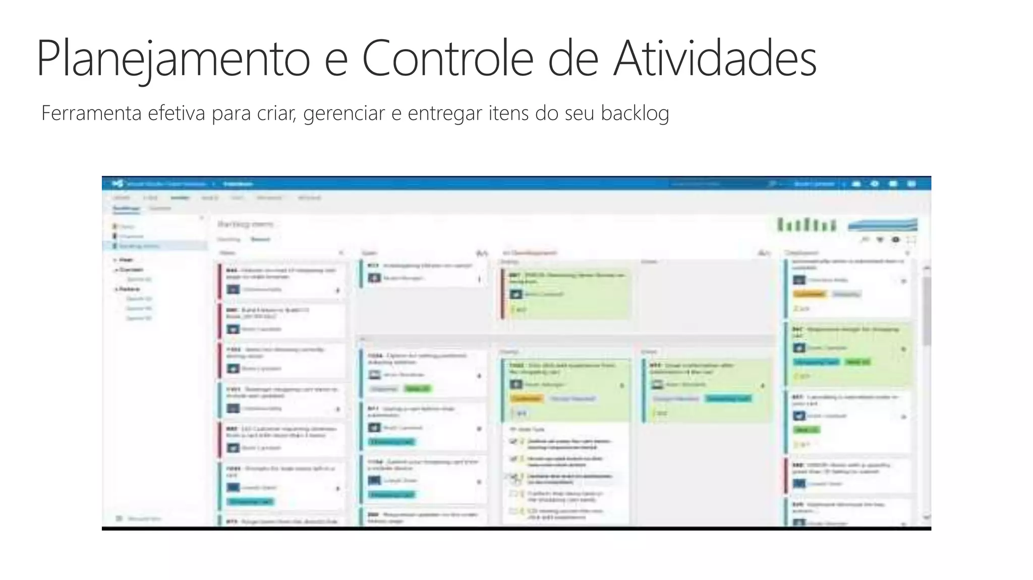 Planejamento e Controle de Atividades Ferramenta efetiva para criar, gerenciar e entregar itens do seu backlog 