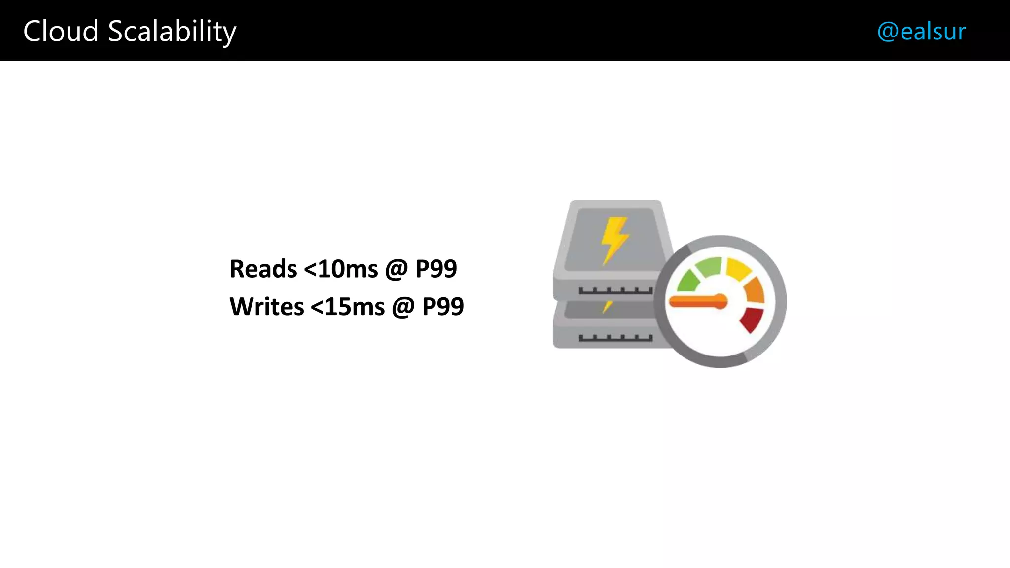 Cloud Scalability @ealsur
Reads <10ms @ P99
Writes <15ms @ P99
 