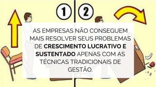 AS EMPRESAS NÃO CONSEGUEM
MAIS RESOLVER SEUS PROBLEMAS
DE CRESCIMENTO LUCRATIVO E
SUSTENTADO APENAS COM AS
TÉCNICAS TRADICIONAIS DE
GESTÃO.
 