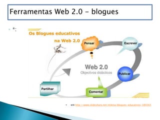 Ferramentas Web 2.0 - blogues

◦ *:




              •   em http://www.slideshare.net/milena/blogues-educativos-389365
 