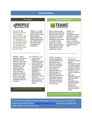 innovaChron\'s Workshop Catalog