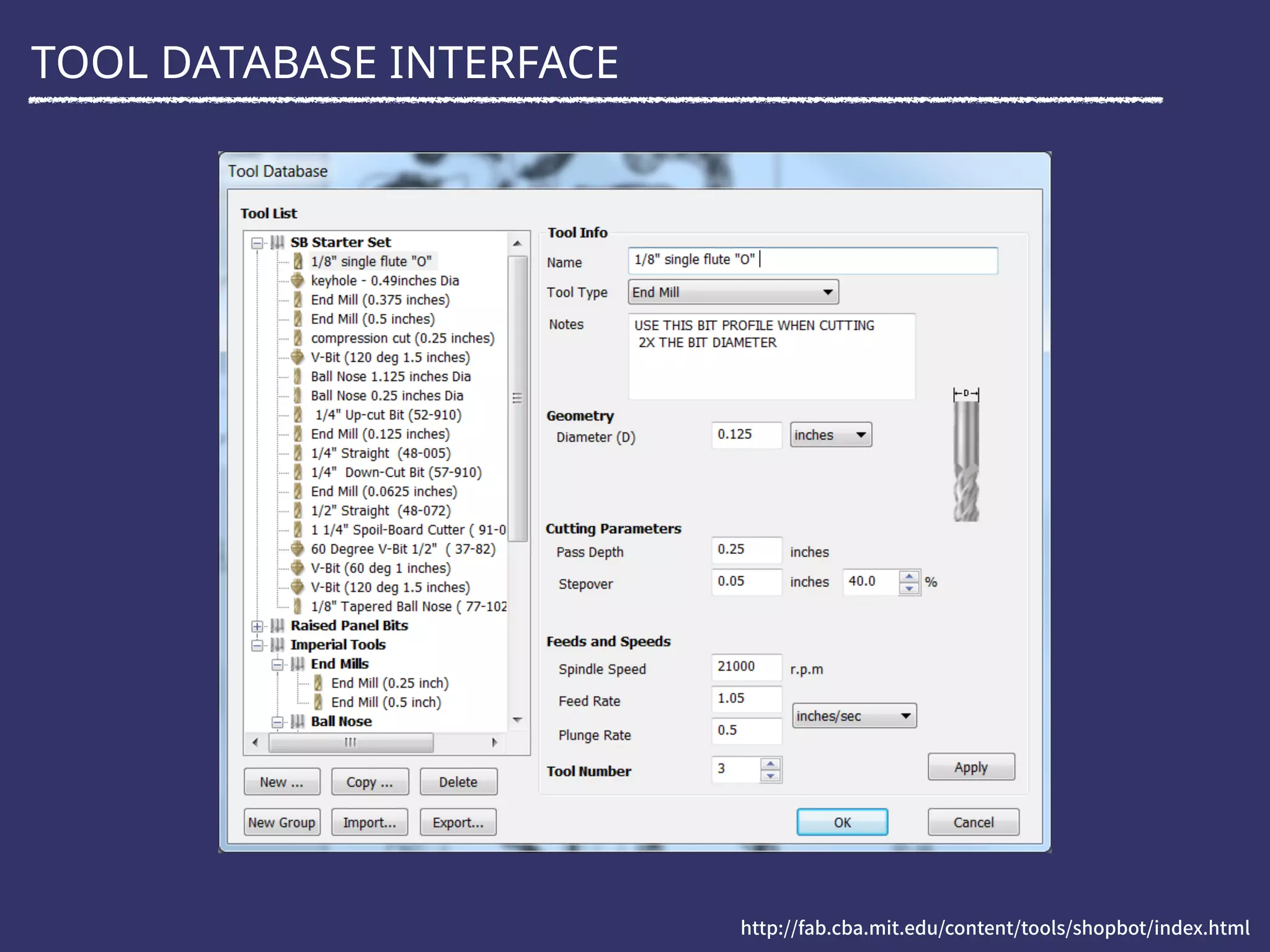 TOOL DATABASE INTERFACE
 