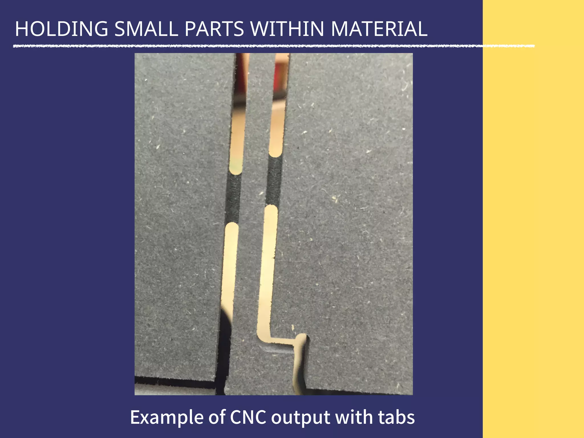 HOLDING SMALL PARTS WITHIN MATERIAL
 