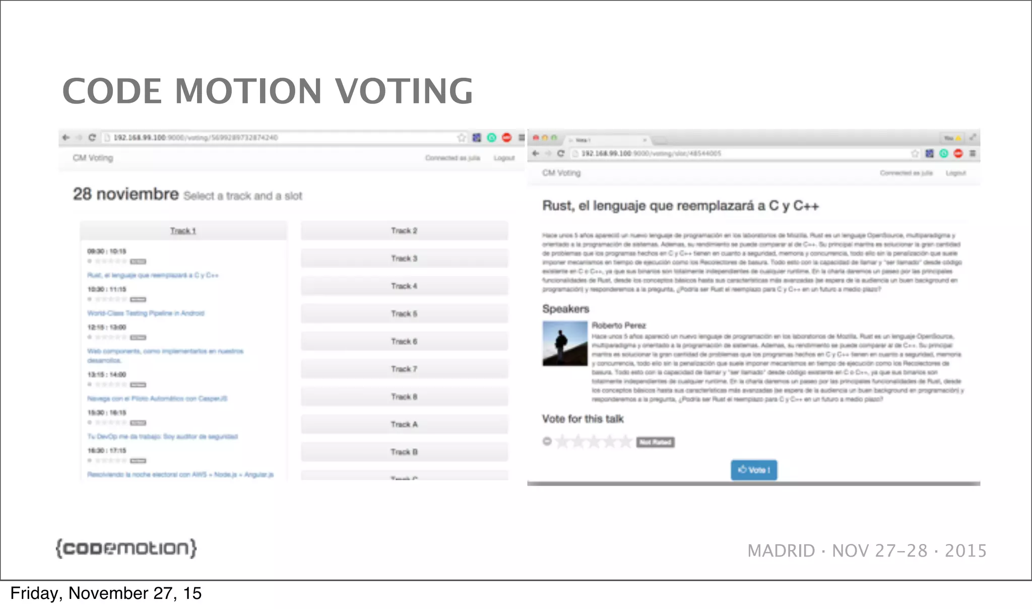MADRID · NOV 27-28 · 2015 CODE MOTION VOTING Friday, November 27, 15 