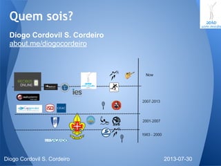 Diogo Cordovil S. Cordeiro
about.me/diogocordeiro
Quem sois?
2013-07-30Diogo Cordovil S. Cordeiro
 