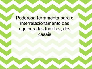Poderosa ferramenta para o
interrelacionamento das
equipes das familias, dos
casais
 
