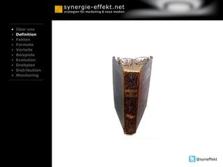 Über uns Über uns Definition Fakten Formate Vorteile Beispiele Evolution Drehplan Distribution Monitoring 