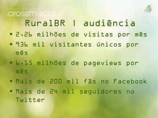 RuralBR | audiência






2,26 milhões de visitas por mês
936 mil visitantes únicos por mês
6,15 milhões de pageviews por mês
Mais de 200 mil fãs no Facebook
Mais de 24 mil seguidores no Twitter

 
