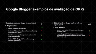 Google Blogger exemplos de avaliação de OKRs
 