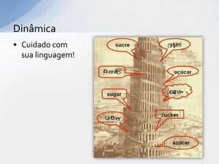 Dinâmica
• Cuidado com
  sua linguagem!
 