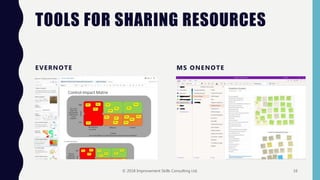 TOOLS FOR SHARING RESOURCES
EVERNOTE MS ONENOTE
© 2018 Improvement Skills Consulting Ltd. 16
 