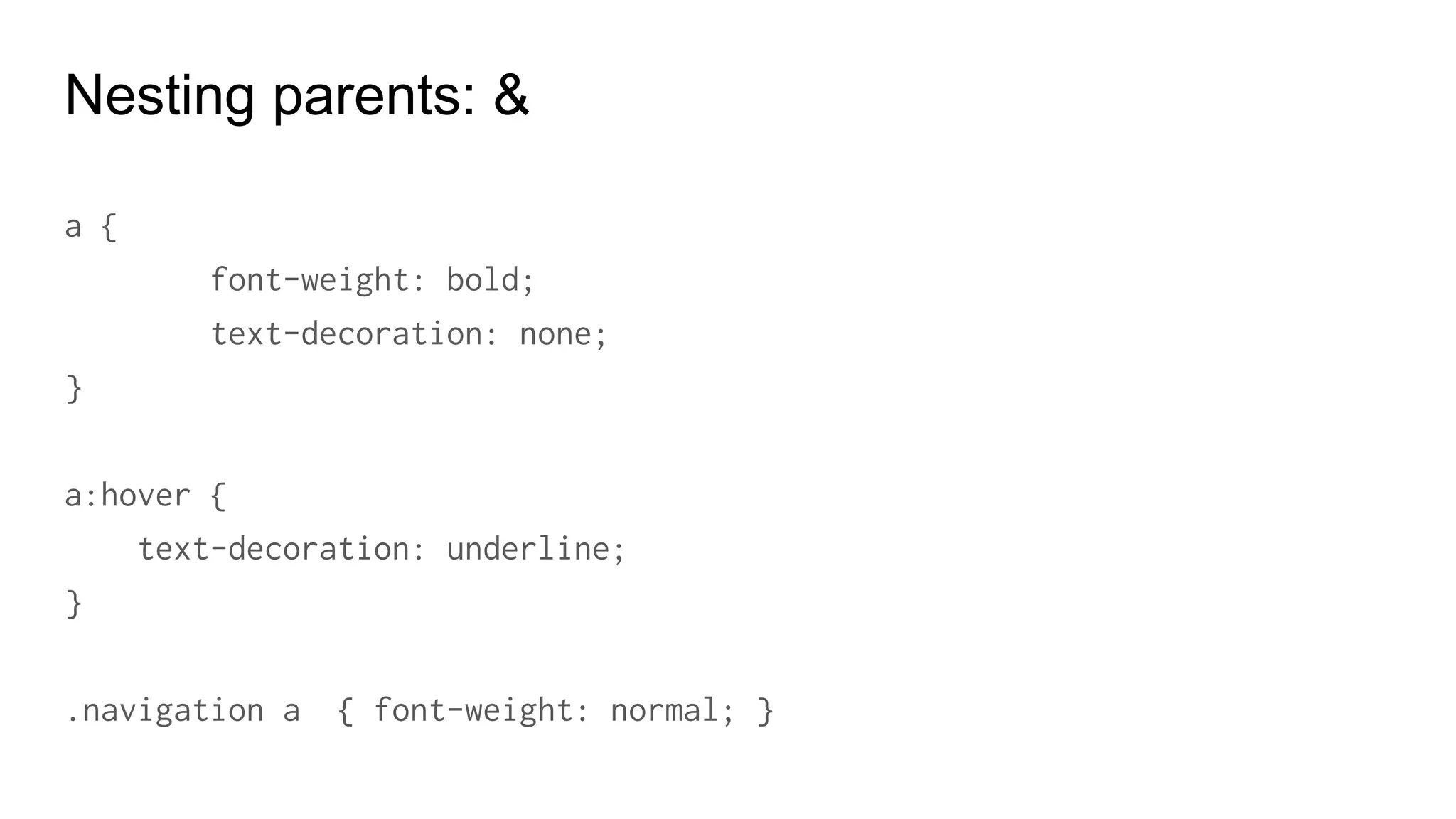 Media Queries Nesting
.element {
font-size: 1em;
@media screen and (min-width: 40em) {
font-size: 1.3em;
}
}
REM OR EM?
https://www.youtube.com/watch?v=UHf3aQz50jQ
 