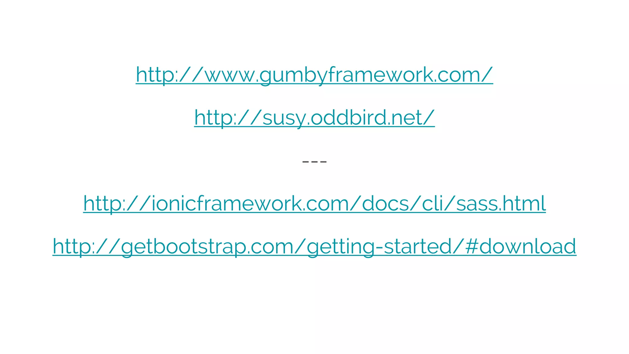 INTRO
Bootstrap is the most popular HTML, CSS, and JS framework for developing
responsive, mobile first projects on the web.
HTML and CSS based design templates for typography, forms, buttons, navigation and other interface
components, as well as optional JavaScript extensions.
Bootstrap is completely free to download and use!
http://getbootstrap.com/
 