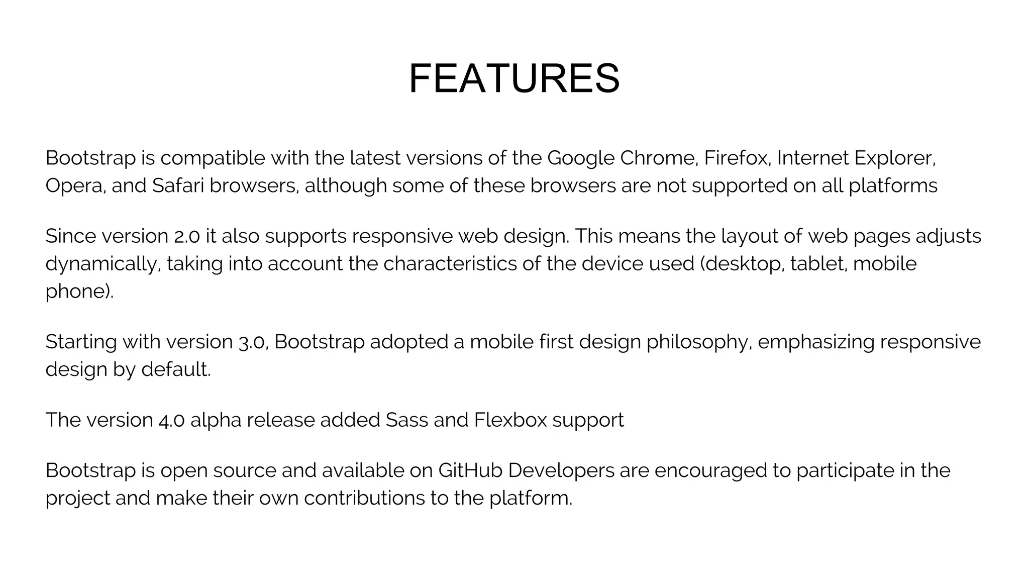 Bootstrap includes a responsive, mobile first fluid grid system based on 12 columns.
Rows and columns that house your content
GRID SYSTEM
 