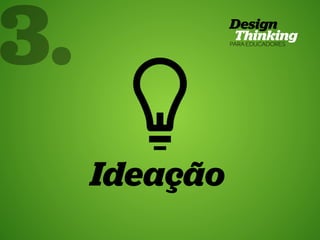 3.

33 Design Thinking para Educadores

Ideação
HUB ESCOLA • | SP | BR | Fabio Silveira e Priscila Gonsales

 