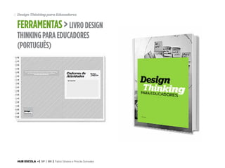 41 Design Thinking para Educadores

ferramentas > Livro Design
Thinking para Educadores
(português)

HUB ESCOLA • | SP | BR | Fabio Silveira e Priscila Gonsales

 