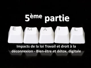 ©2016SpotPink&ConseilWebSocial
5ème partie
Impacts de la loi Travail et droit à la
déconnexion - Bien-être et détox. digitale
 