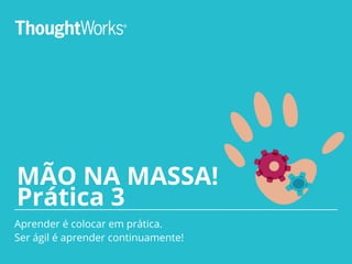 Pontos de atenção
Interromper e mediar imediatamente caso tenham conflitos
pessoais entre os participantes;
Não seja um representante do time e não crie uma dependência
com o time;
Utilizar canetas sharpie (maior visibilidade de todos) em vez de
BIC;
Check-in e check-out nas dinâmicas (em uma palavra qual seu
sentimento para entrada e saída da dinâmica?);
Celebração! O quanto é importante comemorar as conquistas
do grupo.
 