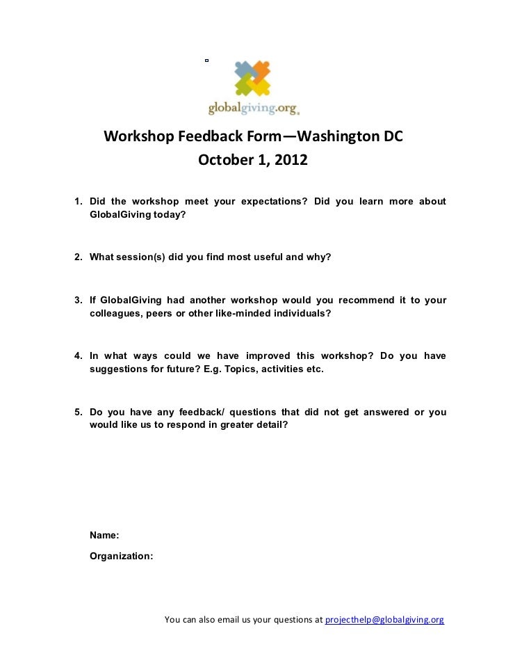 Workshop Feedback Form