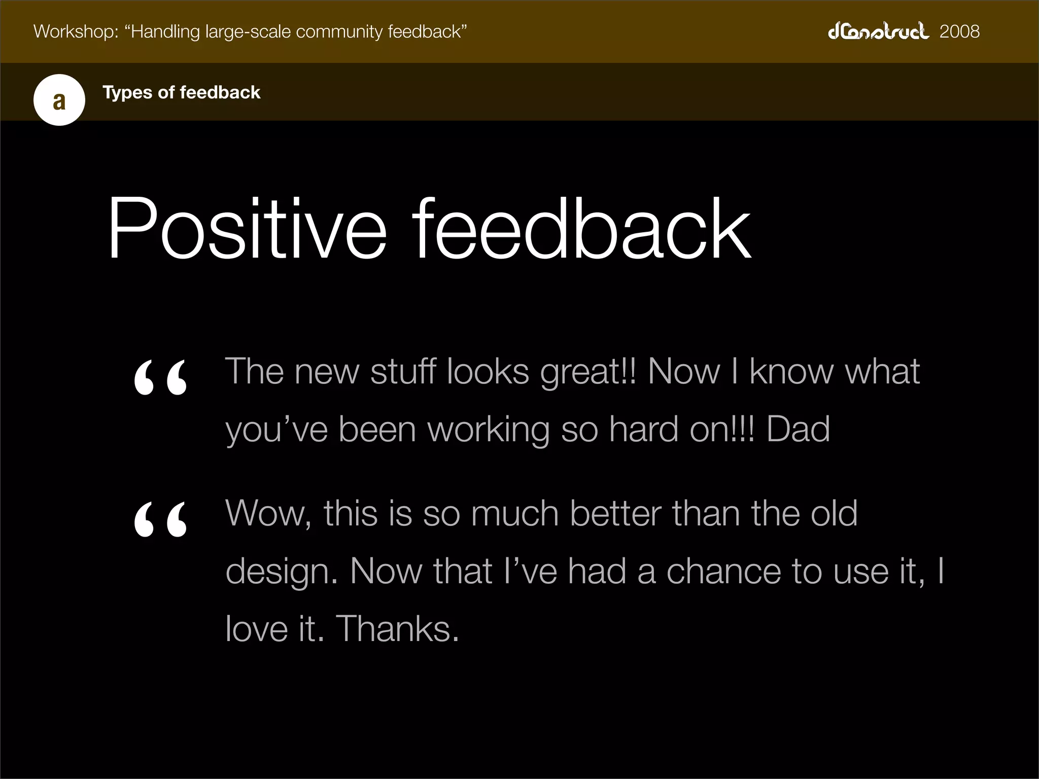 dConstruct Workshop - Handling Feedback