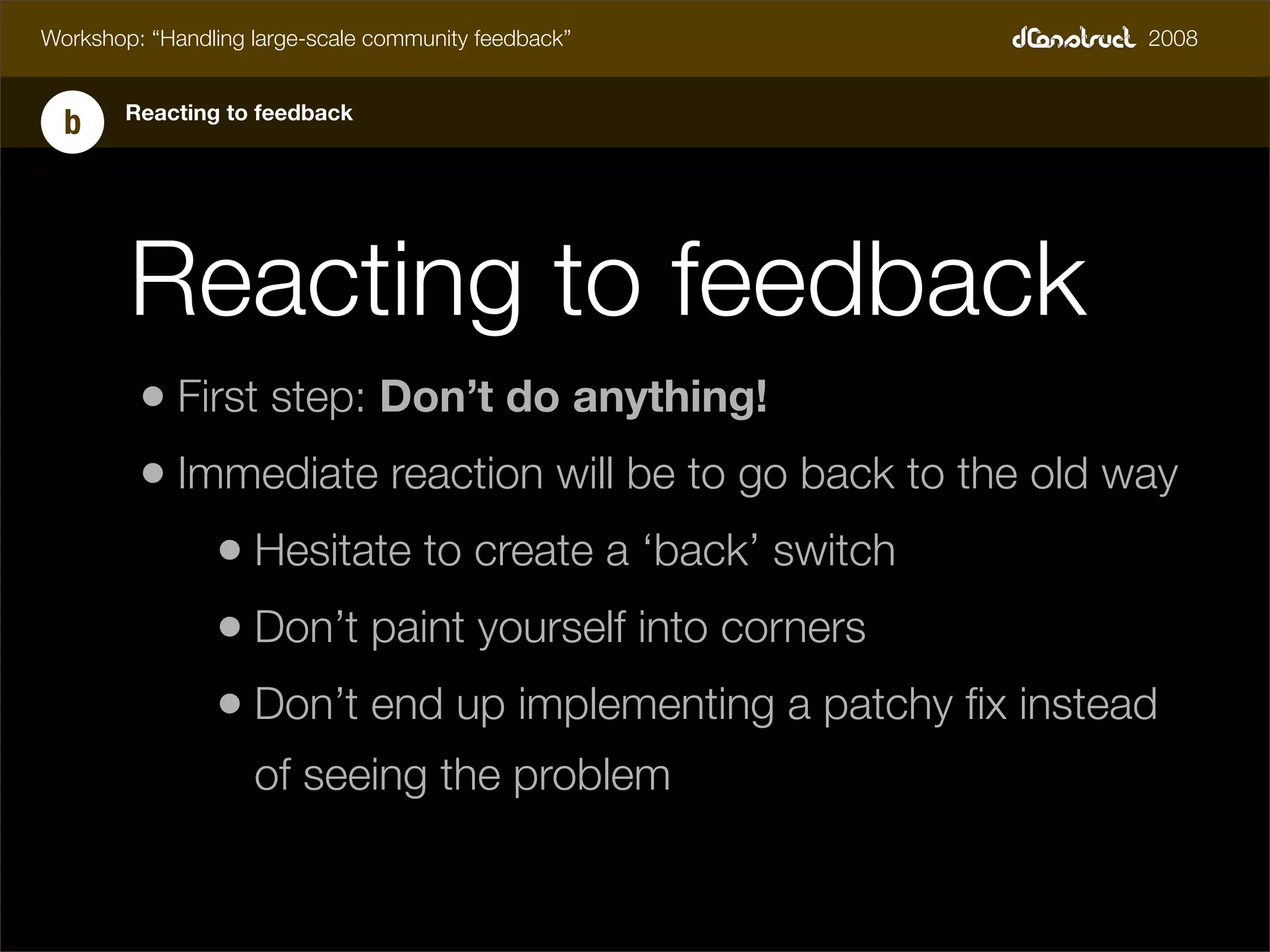 dConstruct Workshop - Handling Feedback