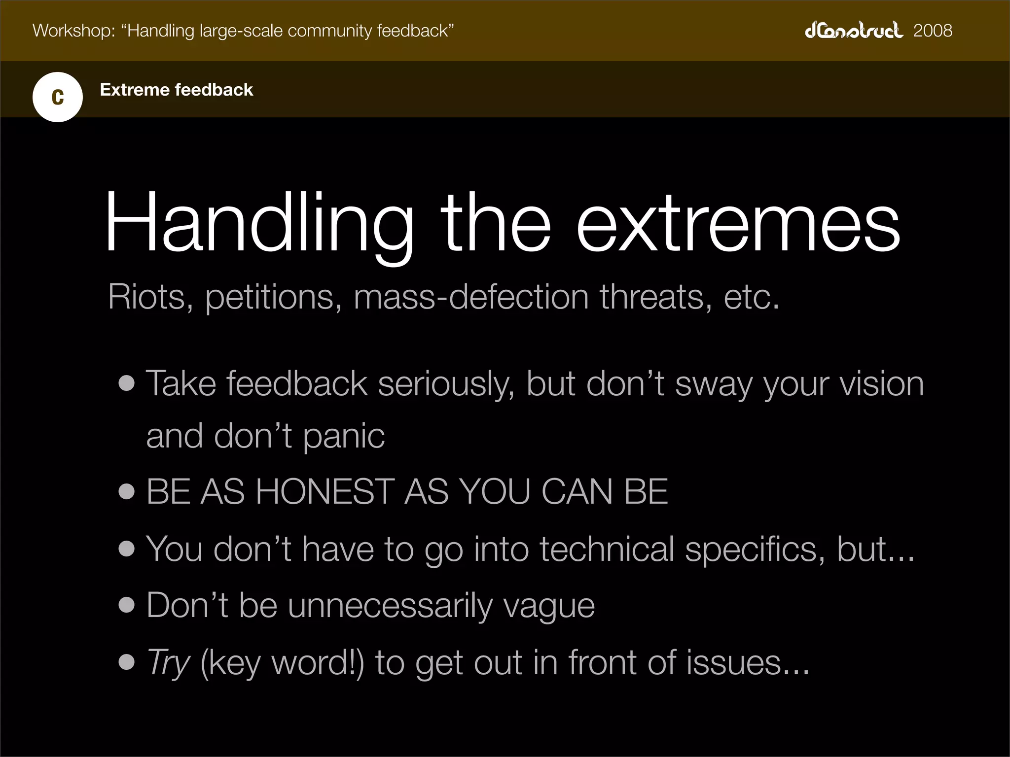 dConstruct Workshop - Handling Feedback