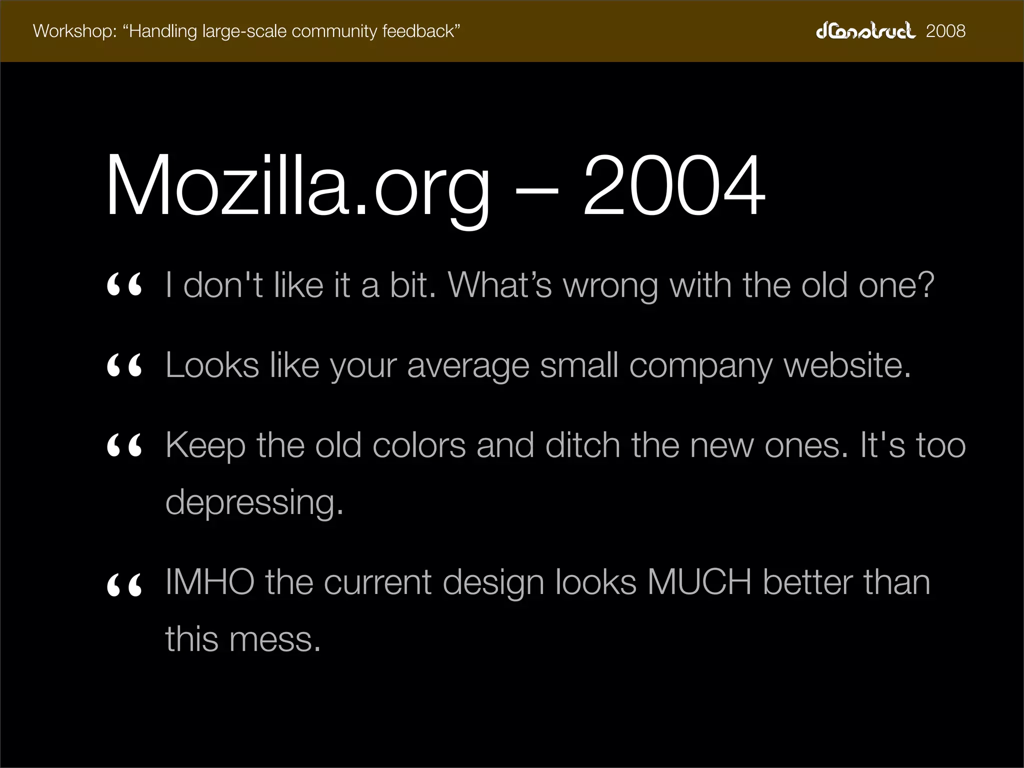 dConstruct Workshop - Handling Feedback