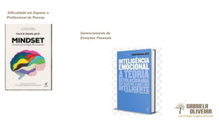 Dificuldade em Separar o
Profissional do Pessoa
Gerenciamento de
Emoções Pessoais
 