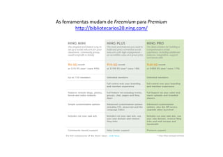As ferramentas mudam de Freemium para Premium
         http://bibliotecarios20.ning.com/
 