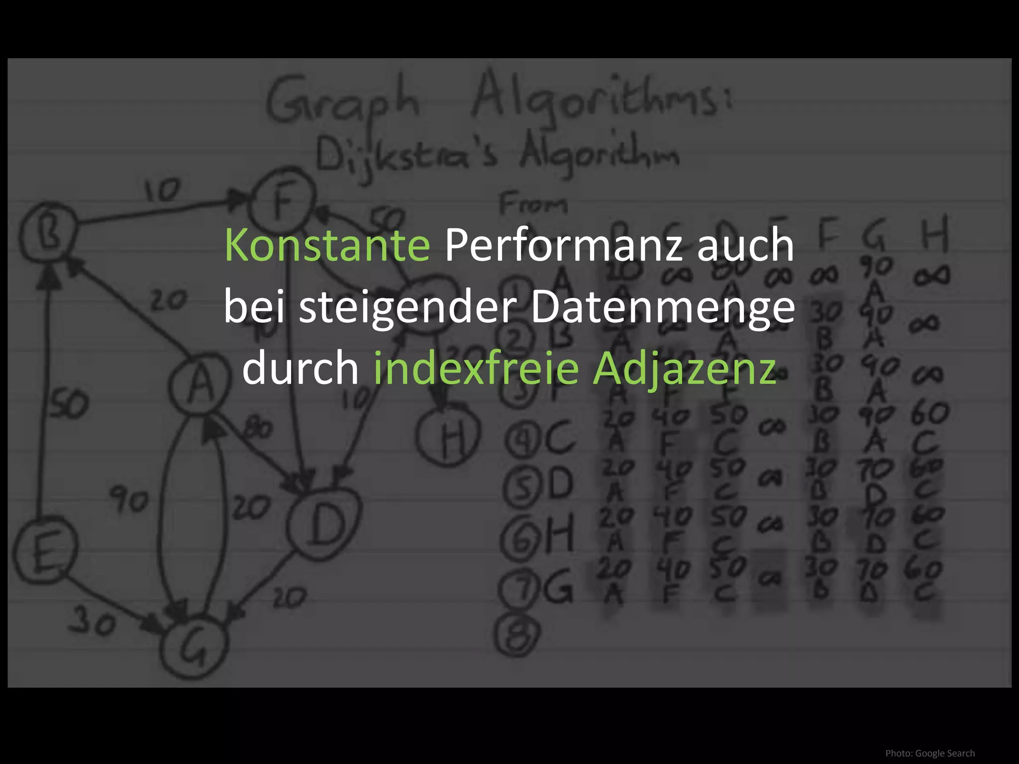 13.05.2011Property GraphEntitäten durch KnotentypenPersonPersonID : 2Name : BobAlter : 23ID : 1Name : AliceAlter : 21Freund_vonseit : 2009/09/21wohnt_inverwandt_mitGrad: Mutter / TochterID : 3Name : EveAlter : 42PersonID : 4Name : JenaLand : DEW : 100KOrtPhoto: Jeffrey Beall, flickr