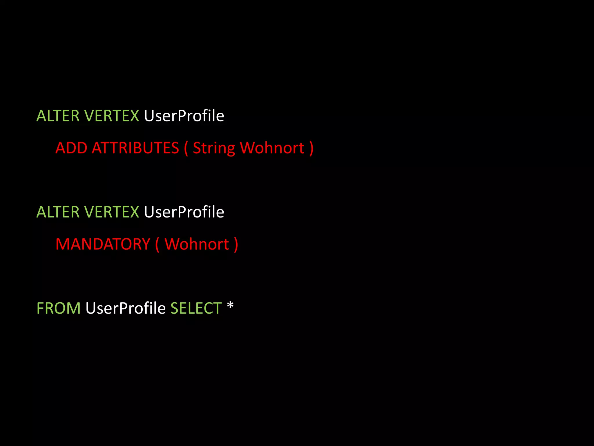 INSERT INTO UserProfile VALUES		(			Nachname= „Mueller“,			Alter = 23		)