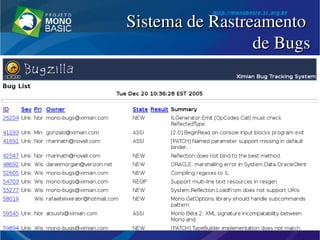 Sistema de Rastreamento Sistema de Rastreamento 
de Bugsde Bugs
 