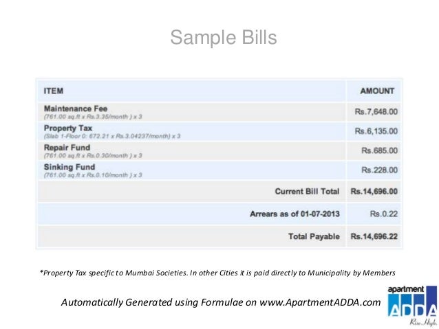 maintenance bill format