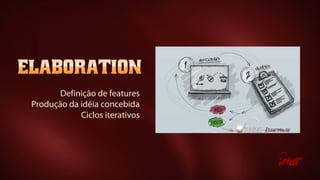 Definição de features
Produção da idéia concebida
Ciclos iterativos
 
