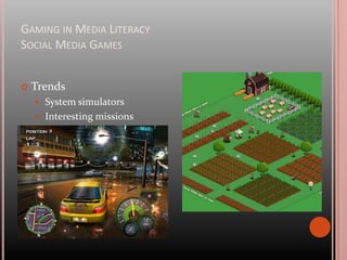 Gaming in Media LiteracyExamples of games – Global ConflictsGlobal Conflicts Palestine (GC:P)Global Conflicts: Palestine (2007)Conflict between Israelis and Palestinians
