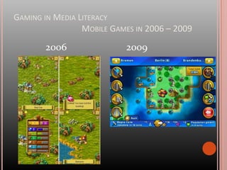 Gaming in Media LiteracyWhyWhychange the currentway of teaching?Ourlearners have changedradicallyThese learnersneed to bemotivated in newwaysPrensky: ‘Students are no longer the people our educational system was designed to teach.’ 