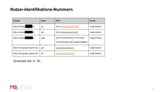 Nutzer-Identifikations-Nummern
7
(Entscheid dsb, S. 19)
 