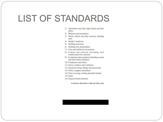 LIST OF STANDARDS
 