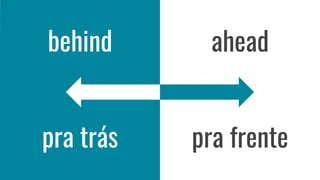 behind
pra trás
ahead
pra frente
 