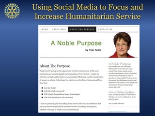 Using Social Media to Focus and
Increase Humanitarian Service
 