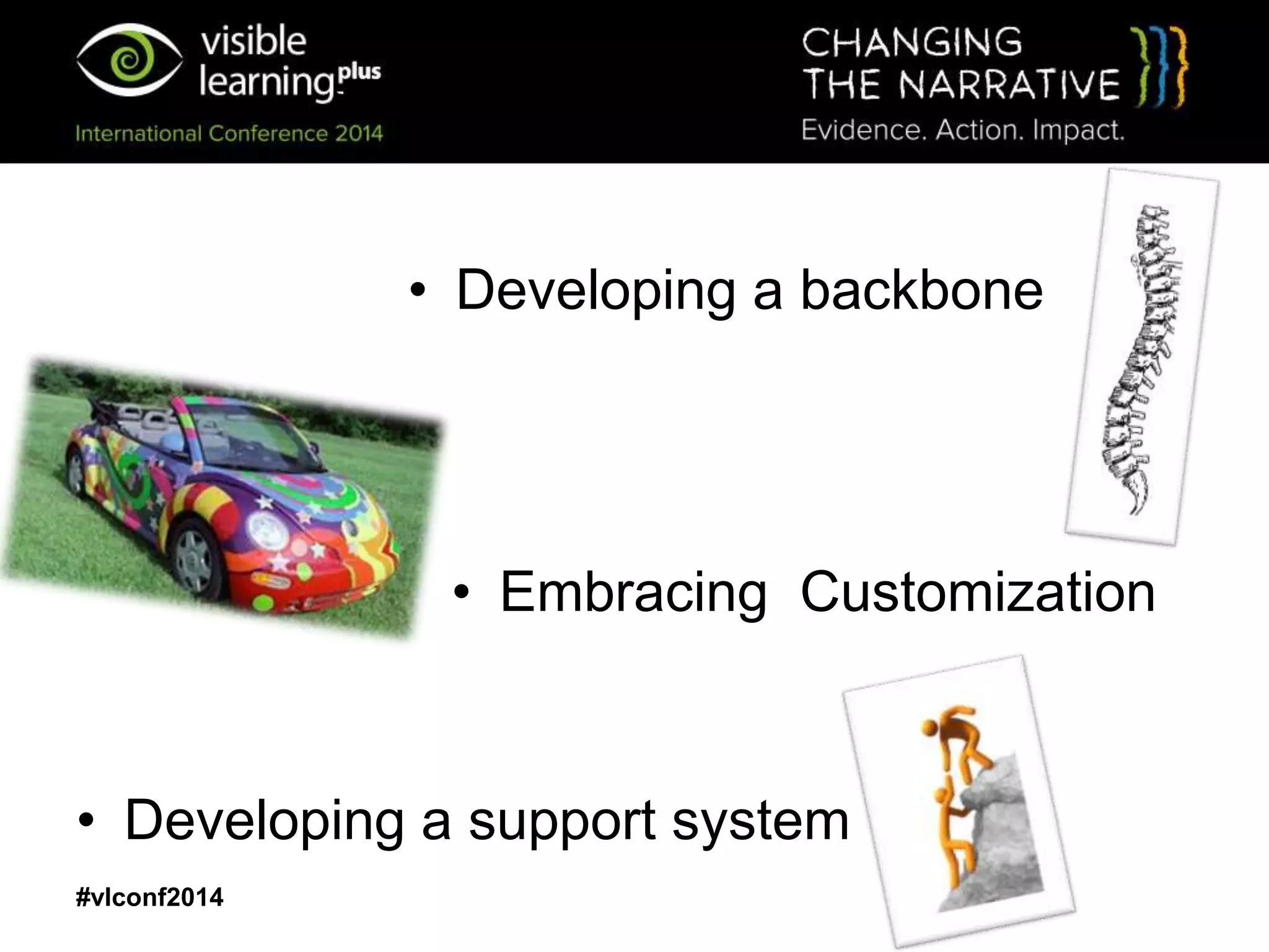 #vlconf2014
• Developing a backbone
• Embracing Customization
• Developing a support system
 