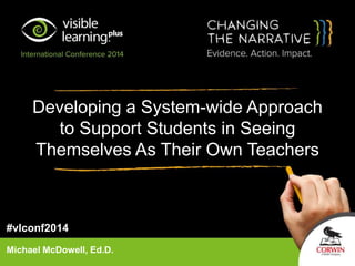 Developing a System-wide Approach
to Support Students in Seeing
Themselves As Their Own Teachers
Michael McDowell, Ed.D.
#vlconf2014
 