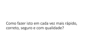 Como fazer isto em cada vez mais rápido,
correto, seguro e com qualidade?
 
