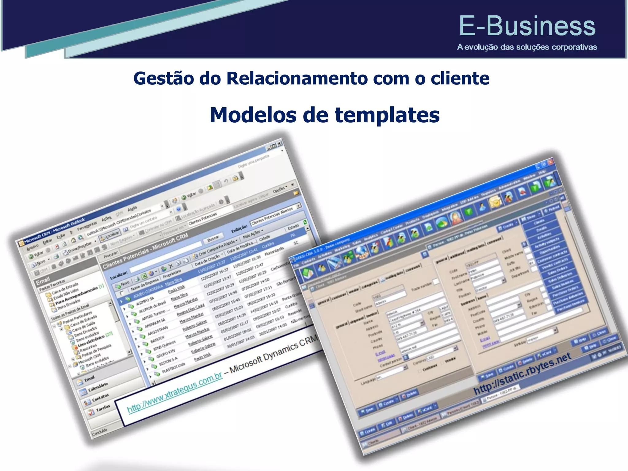 Gestão do Relacionamento com o cliente Modelos de templates 