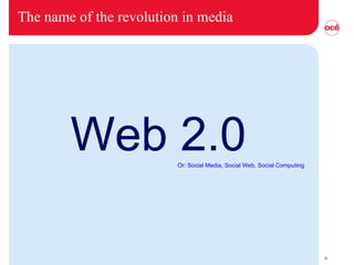 The name of the revolution in media Web 2.0 Or:  Social Media, Social Web, Social Computing 