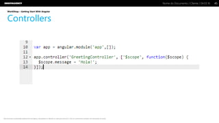 Nome do Documento / Cliente / 04.03.16 / 4545Nome do Documento / Cliente / 04.03.16
Este documento é propriedade intelectual de Innovagency, não podendo ser alterado ou usado para outro fim, a não ser o previamente acordado, sem autorização da mesma.
WorkShop – Getting Start With Angular
Controllers
 