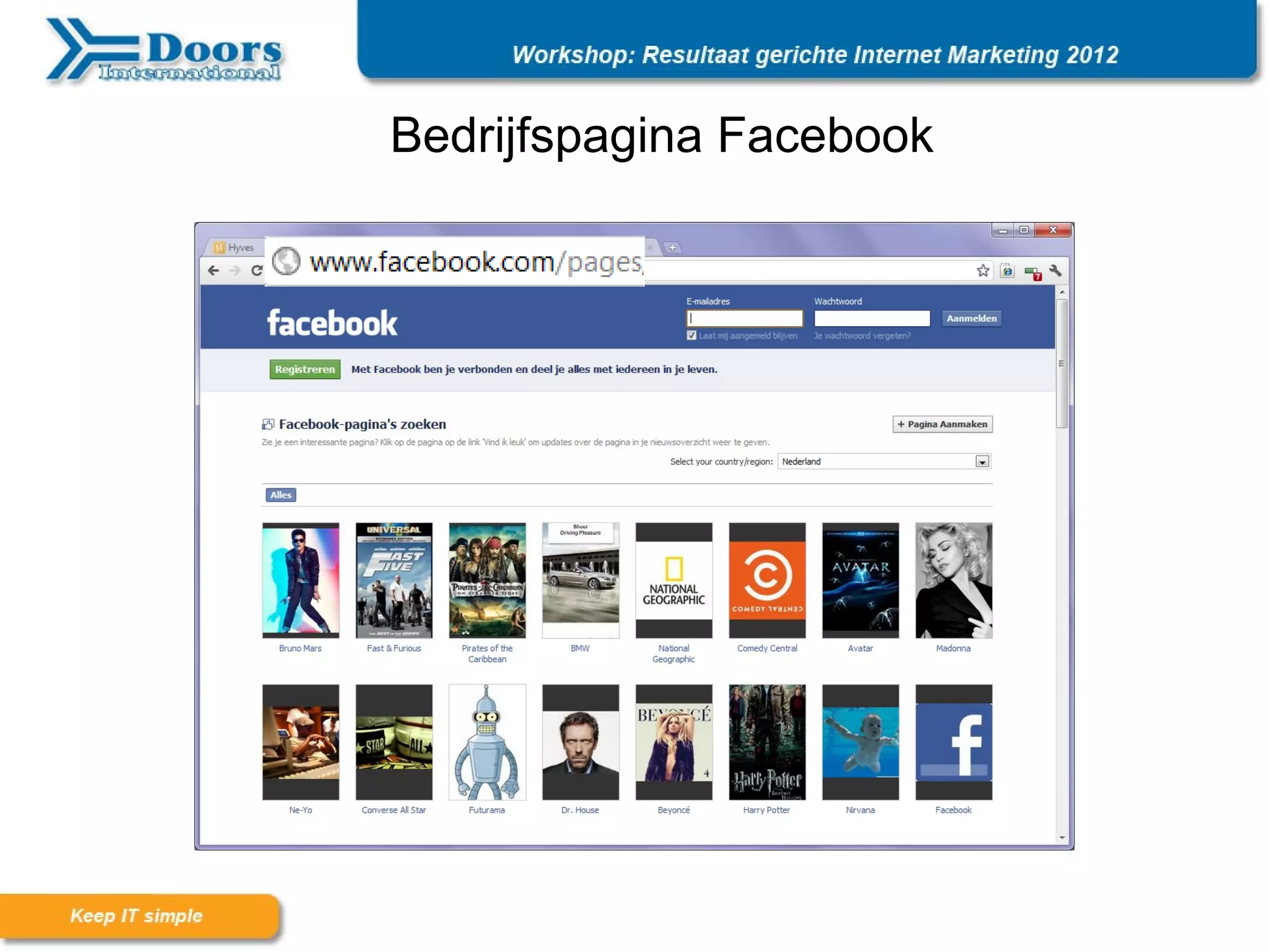 Bedrijfspagina Facebook
 